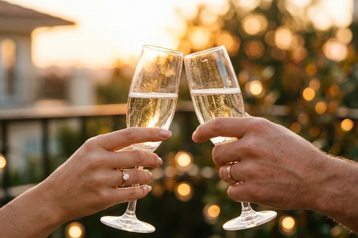 A champagne toast celebrating with friends