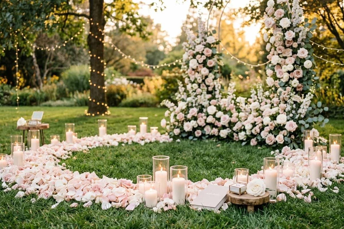 A styled proposal setup being arranged
